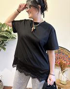 T-shirt à dentelle - Noir