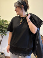 T-shirt à dentelle - Noir
