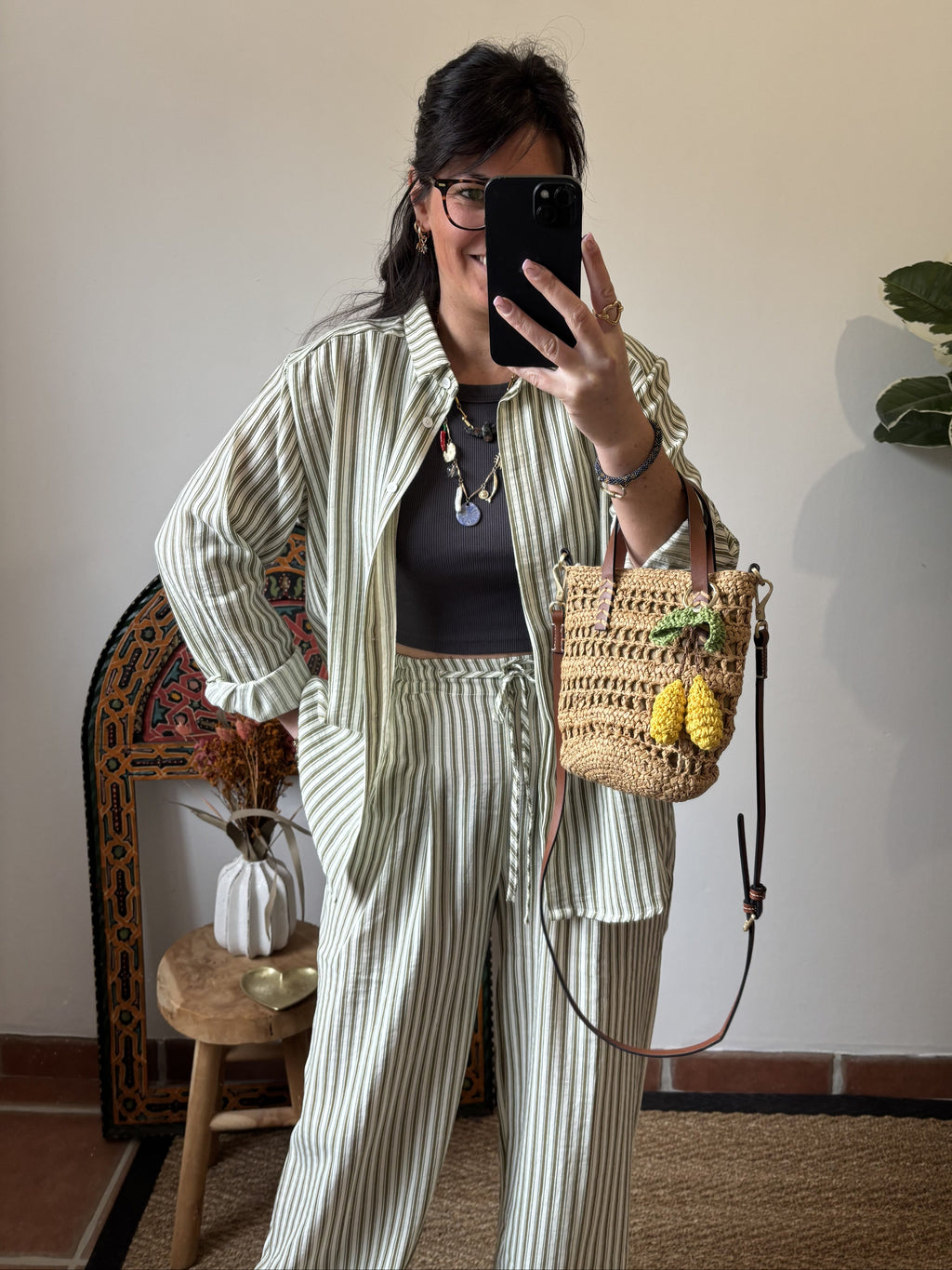 Ensemble fluide - Rayures kaki