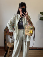 Ensemble fluide - Rayures kaki