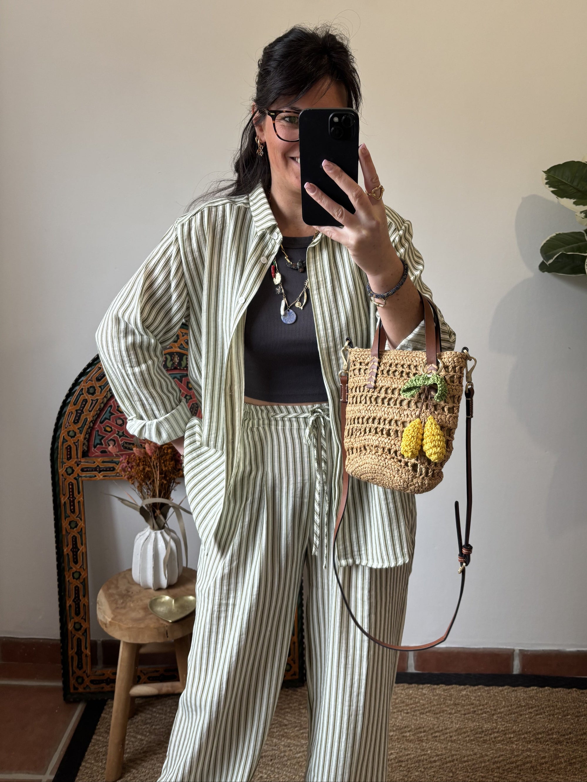 Ensemble fluide - Rayures kaki