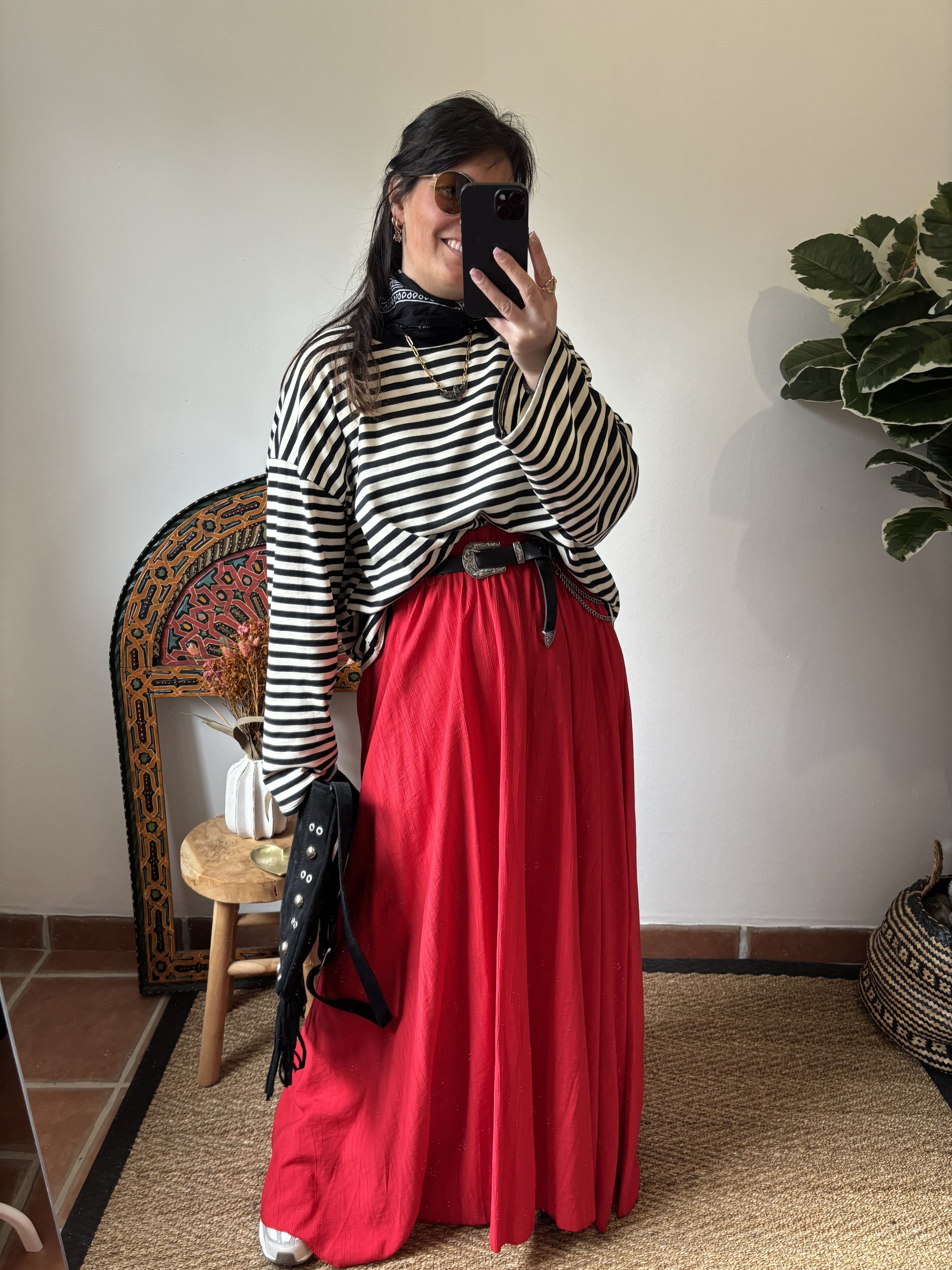 Jupe longue boho - Rouge