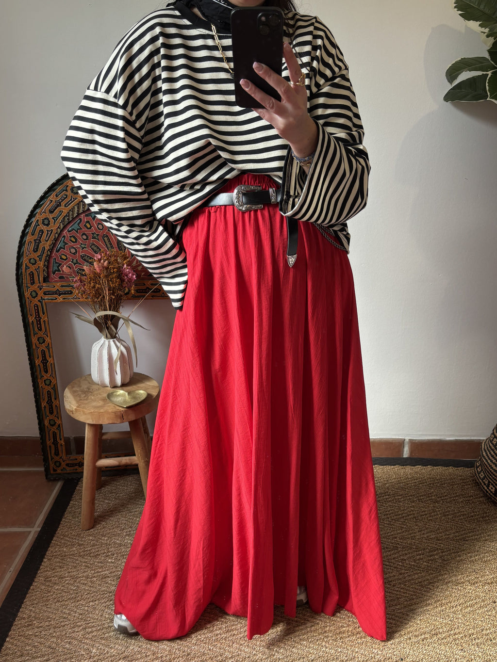 Jupe longue boho - Rouge