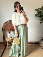 Jupe longue boho - Vert d'eau