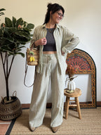 Ensemble fluide - Rayures kaki