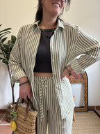 Ensemble fluide - Rayures kaki