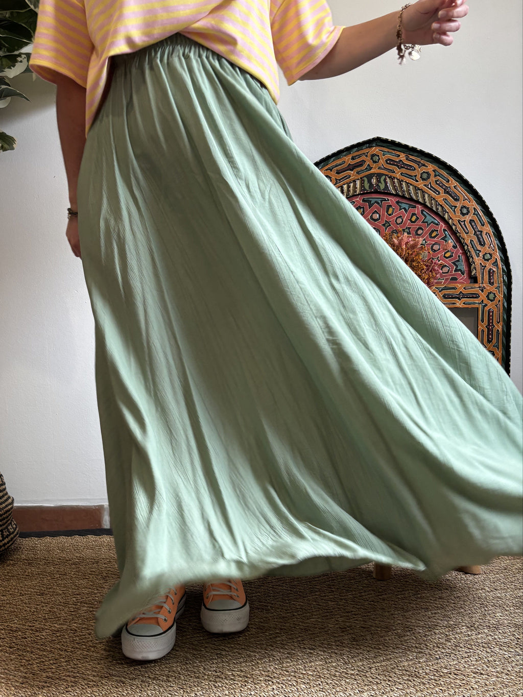 Jupe longue boho - Vert d'eau
