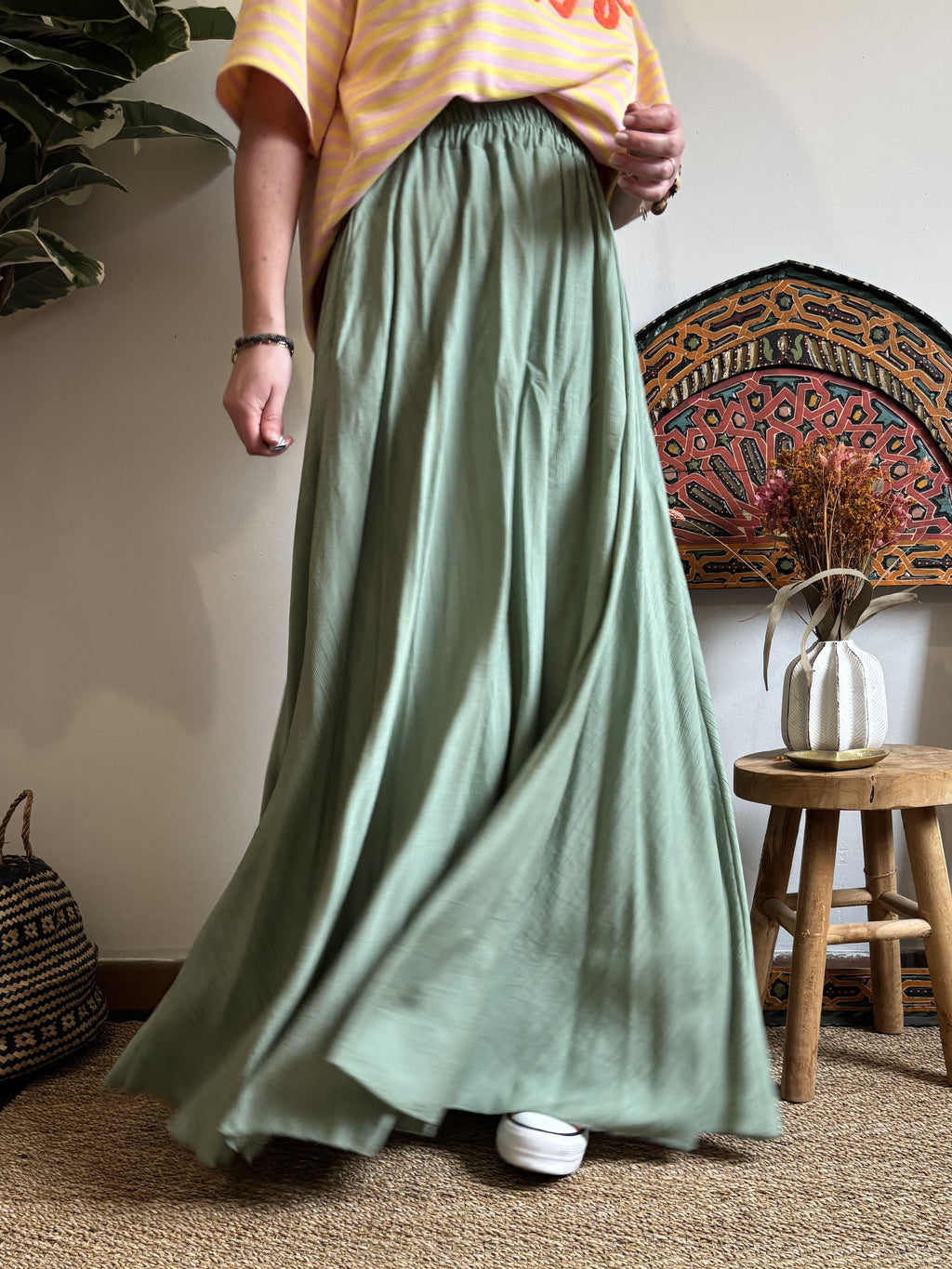 Jupe longue boho - Vert d'eau