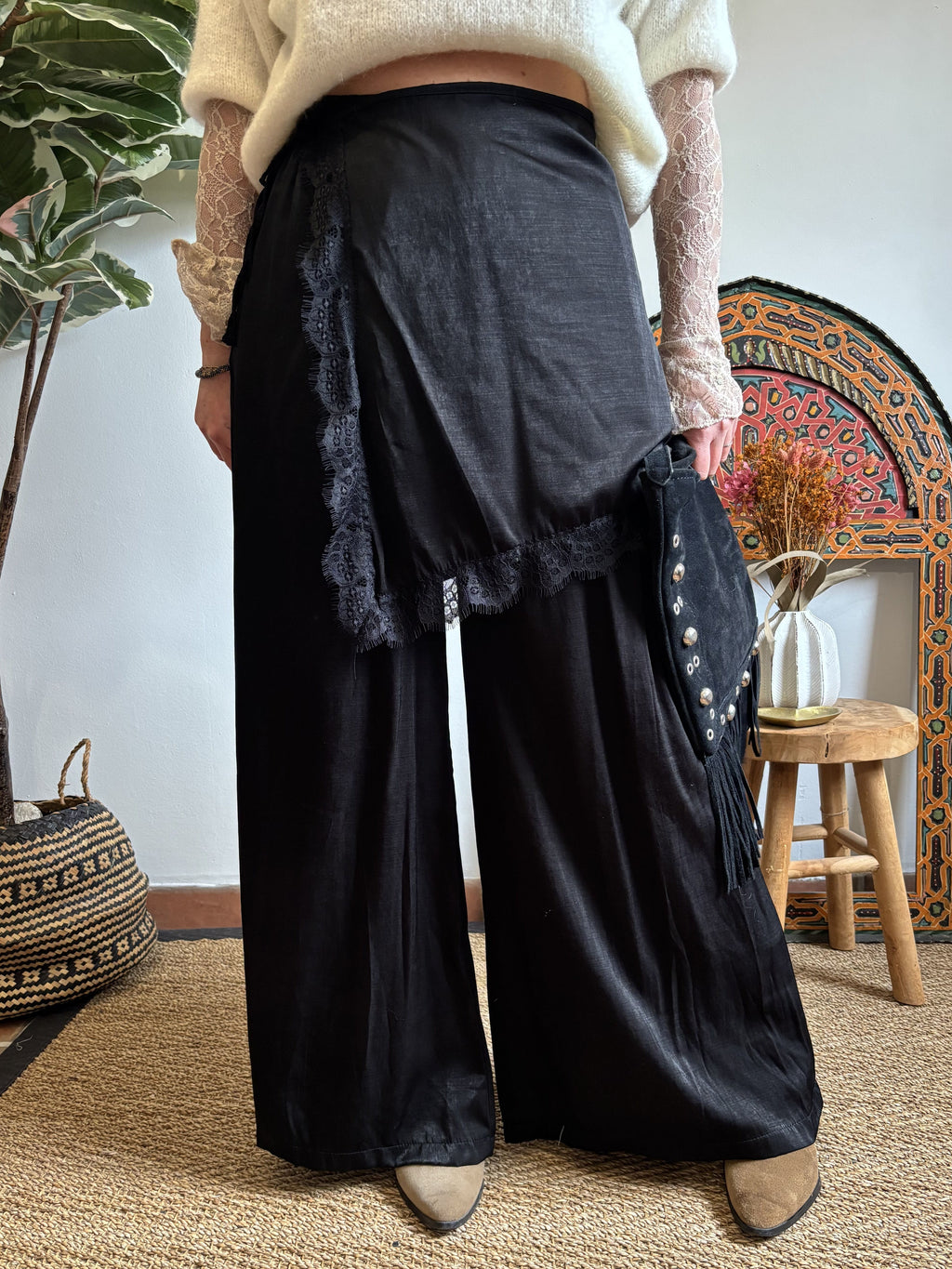 Pantalon à dentelle - Noir