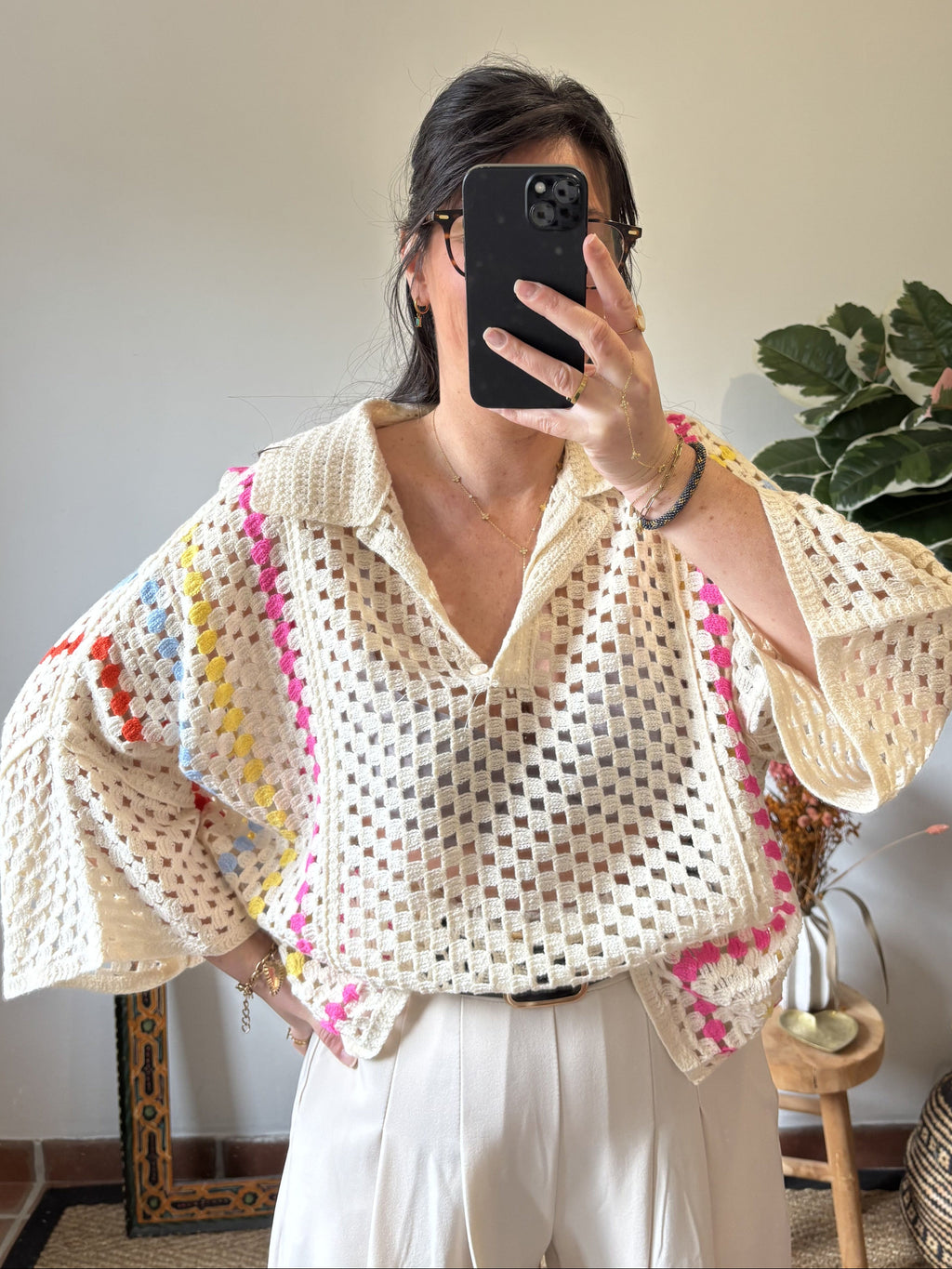 Le top Ambre en crochet blanc
