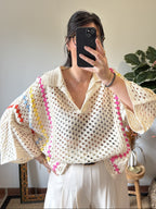 Le top Ambre en crochet blanc