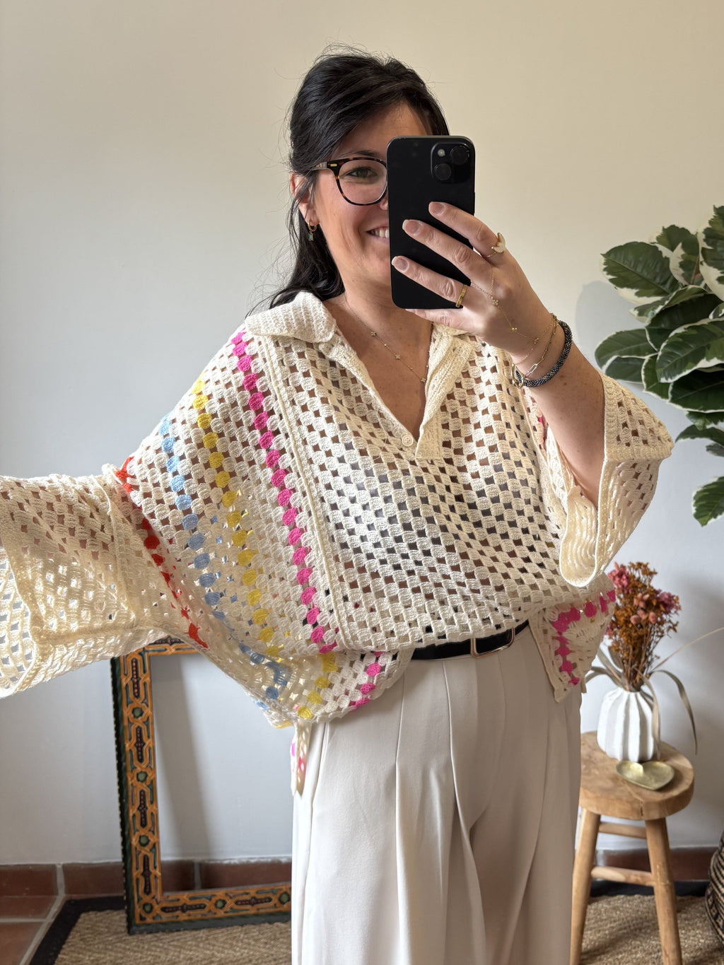 Le top Ambre en crochet blanc