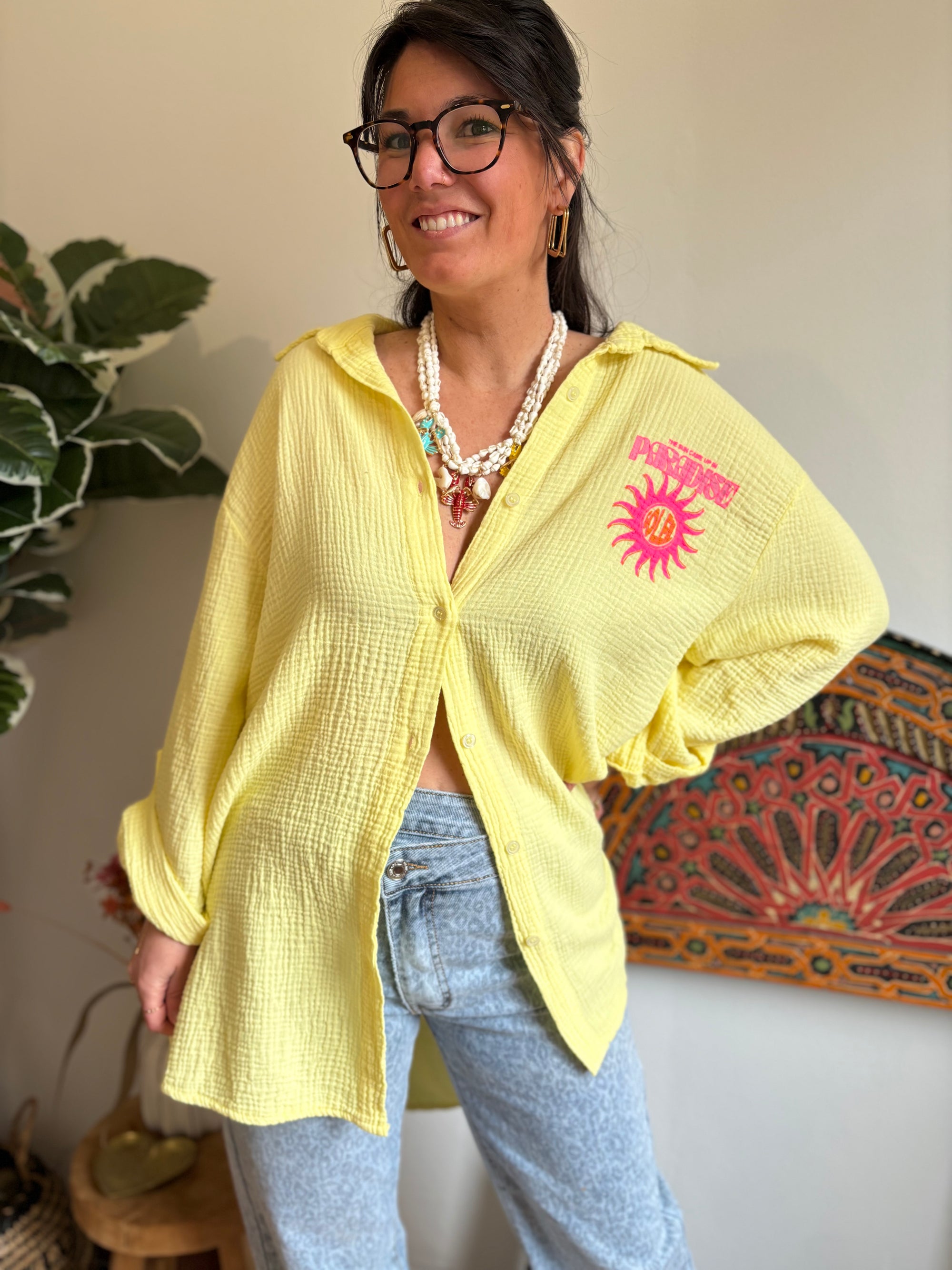 La chemise longue Tara - Jaune