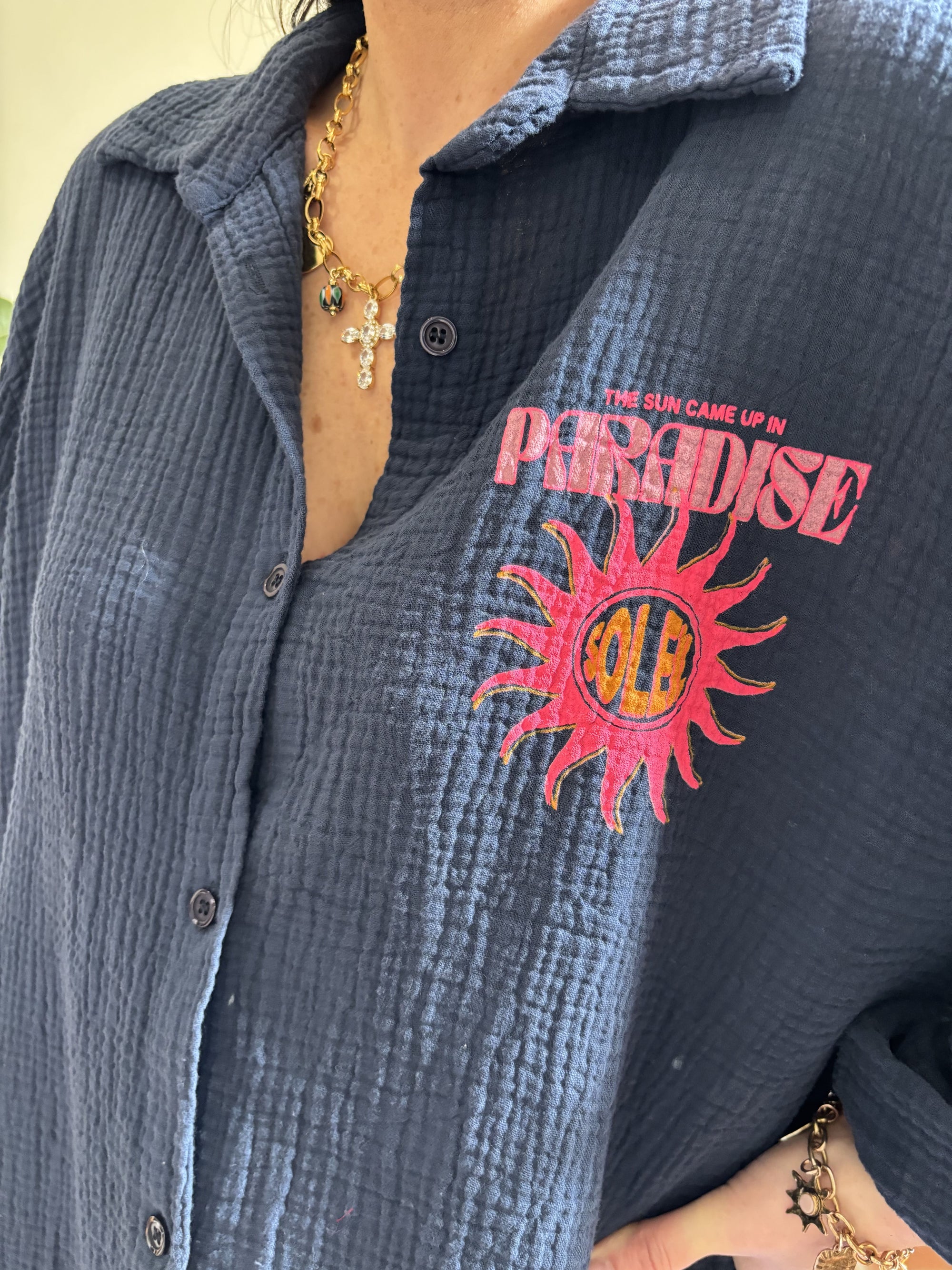La chemise longue Tara - Bleu